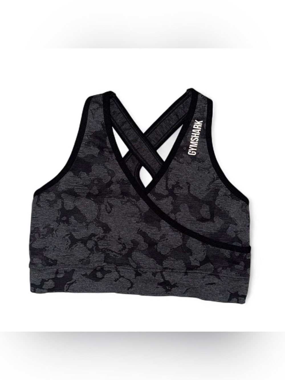 Gymshark Black Charcoal Crossback Seamless Sports Bra Size M